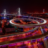 Bridge at night Shanghai, China