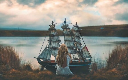 Sail away - ship, photography, lady, sail