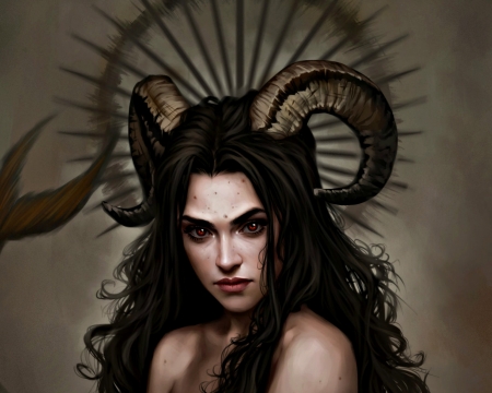 Zodiac ~ Capricorn - woman, zodiac, girl, fdasuarez, fantasy, horns, art, dark, capricorn