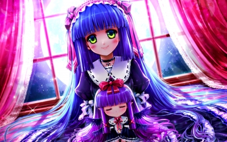 Little vampire - doll, touhou, pink, anime, misaki, girl, blue, manga, toy, vampire