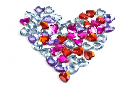 Heart - red, purple, pink, white, card, valentine, heart, stone, colorful