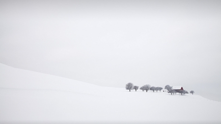 Retreat - winter, nature, fields, snow