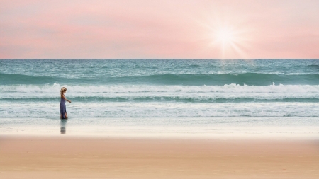 Summer - girl, ocean, nature, summer