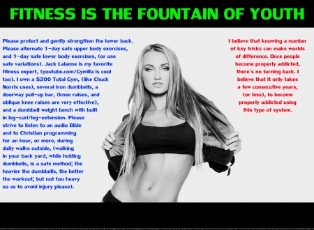 Super Fitness for Men and Women 7 - fun, fitness, exercise, joy, christian, self-discipline, natural high, self-esteem, religious, love, disicpline, motivational, positive addiction, heaven, health, happiness, confidence