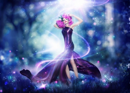 â™¥ - flower, purple, lady, fantasy, subbotina anna