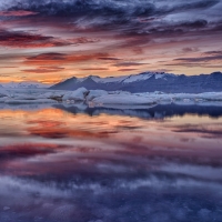 Glacier Ocean Sky Reflection