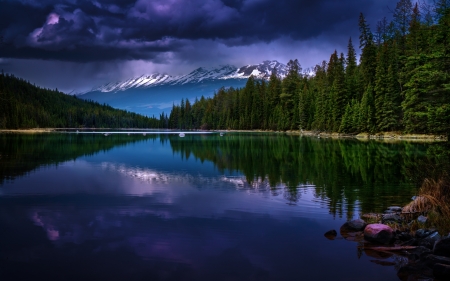 Valley of five Lakes,Canada - nature, lake, trees, forest, reflection, clouds