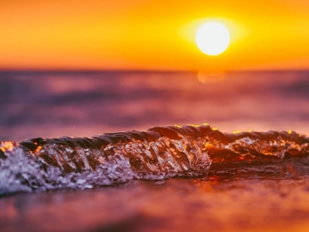 Ocean Sunset - ocean, nature, sunset, waves