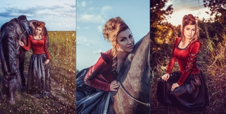 Lovely Girl - collage, horse, woman, model