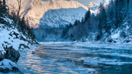 Ice on the River - colorado, winter, mountain, snow