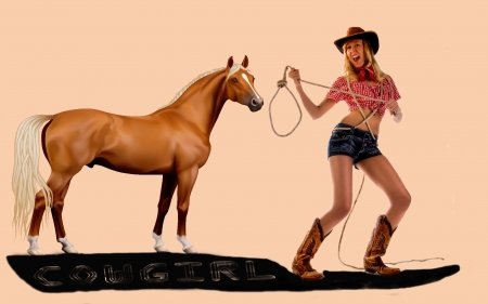 Ready To Ride! - girls, women, style, fun, models, rope, female, fashion, cowgirls, boots, hats, rodeo, western, horses, blondes