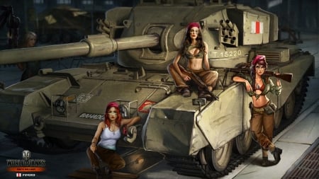 Girls in World of Tanks - girls, tanks, models, war, world