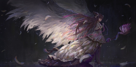 Holding On to Hope - anime, winged, puella magi madoka magica, wings, madoka kaname, feathers