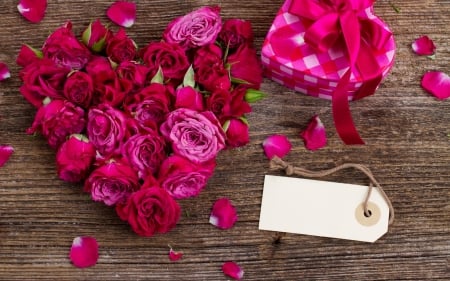 Roses - flowers, roses, heart, valentines day, rose, with love, petals