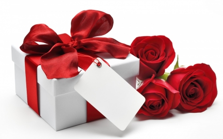 Happy Valentine's Day! - white, red, valentine, rose, gift, box, bow, card