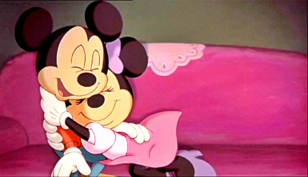 mickey and minni mouse - mouse, sofa, minni, mickey