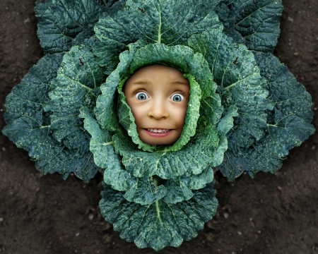 Cabbage head - girl, child, copil, funny, cabbage head, creative, fantasy, john wilhelm, green