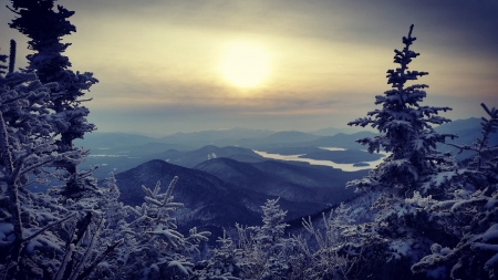 Winter Sunrise - snow, sunrise, winter, sun