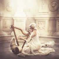 Lovely Girl with Harp