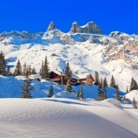 Mountain cabins in winter