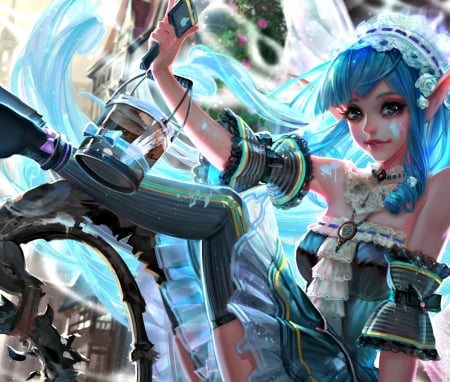 Mischievous elf - mischievous elf, fantasy, beauty, yu-han, game, luminos, blue, art