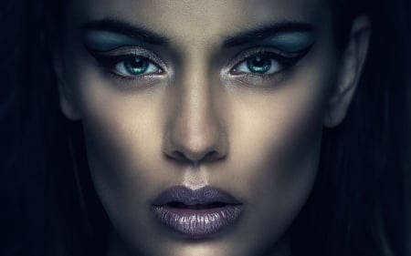 Beauty - face, purple, lips, dark, girl, woman, blue, eyes