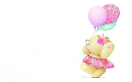 Happy Children's Day! - balloon, girl, children, pink, toy, teddy bear, cute, card, day