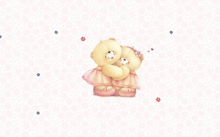 Forever Friends! - forever friends, white, girl, cute, teddy bear, card, couple, pink