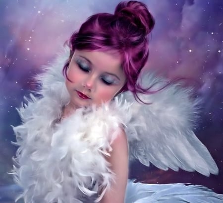 Dreaming little Angel - girl, pretty, fantasy, angel