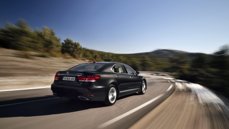 lexus ls - tree, lexus, road, mountain