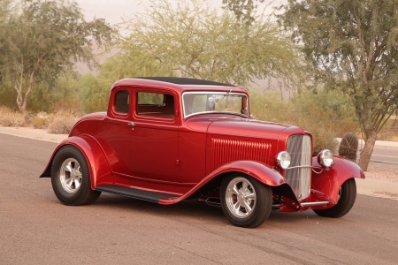 1932-Ford-Five-Window-Coupe - classic, 1932, hotrod, red