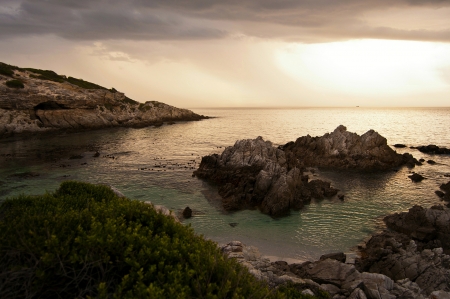 Rocky Beach - beach, sunset, sea, rocky