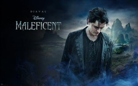 Maleficent (2014) - maleficent, actor, blue, man, black, fantasy, diaval, movie, Sam Riley, disney