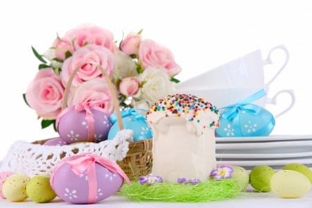 ღ - flowers, easter, happy easter, roses, easter eggs, rose