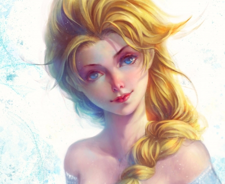 Frozen - face, blond, fantasy, woman, art