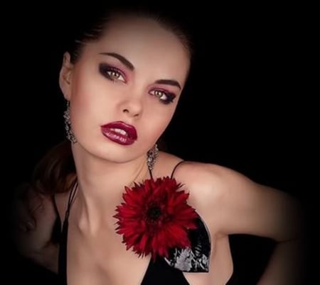 Red Flower - beauty, models, people, photography, fashion