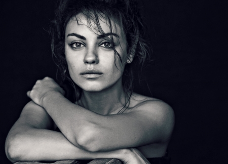 Mila Kunis - black, white, Mila Kunis, woman, girl, bw, actress