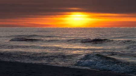 Beach Sunset - sunset, nature, sun, Beach