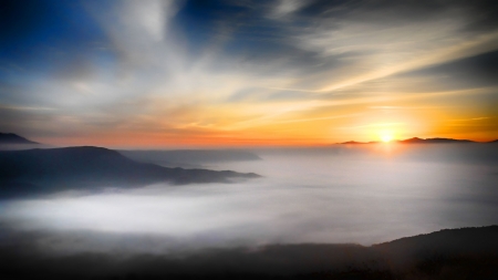 Sea of clouds - nature, sky, mist, clouds