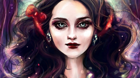 Snow White - face, fantasy, woman, snow white, art