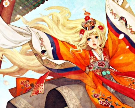 SeeU - anime, vocaloid, dancer, girl, blonde, seeu, orange, obsidian, manga