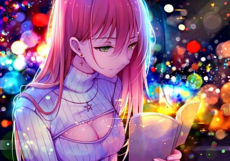 Niya - anime, tidsean, yellow, blue, girl, pink, colorful, manga, purple, niya