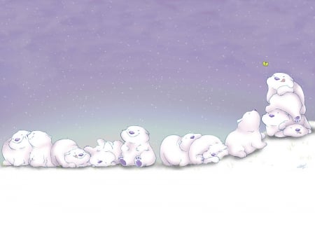 Polar bears - fantasy, white, winter, funny, cute, butterfly, polar bear, pink