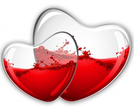 Hearts - white, red, card, valentine, heart, couple, liquid