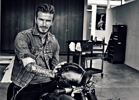 David Beckham - male, tattoo, black, white, model, bw, man, David Beckham