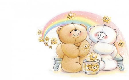 Happy Children's Day! - children, flower, white, rainbow, teddy bear, cute, card, couple, day