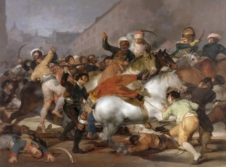 The uprising of 2 May 1808 the battle with the Mamelukes - the battle with the Mamelukes, people, francisco de goya, horse, the uprising of 2 may 1808, pictura, painting, fight, art