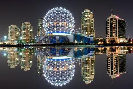 Vancouver's Skyline at Night - canada, cityscape, reflection, vancouver