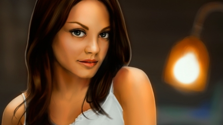 Mila Kunis - face, famous, woman, art