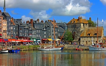 honfluer - port, honfleur, boat, house, ocean